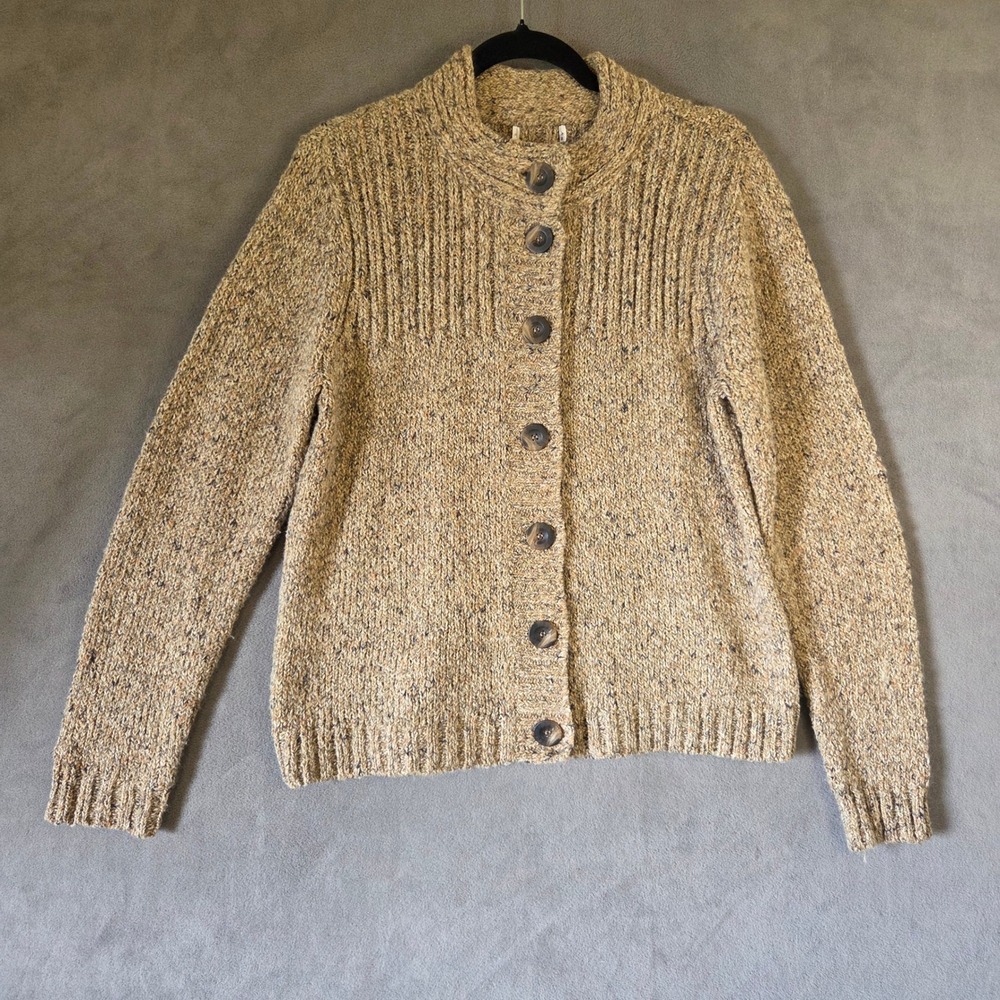 Chunky Button Front Cardigan Sweater Women's Medium Brown Boho Cottage Casual